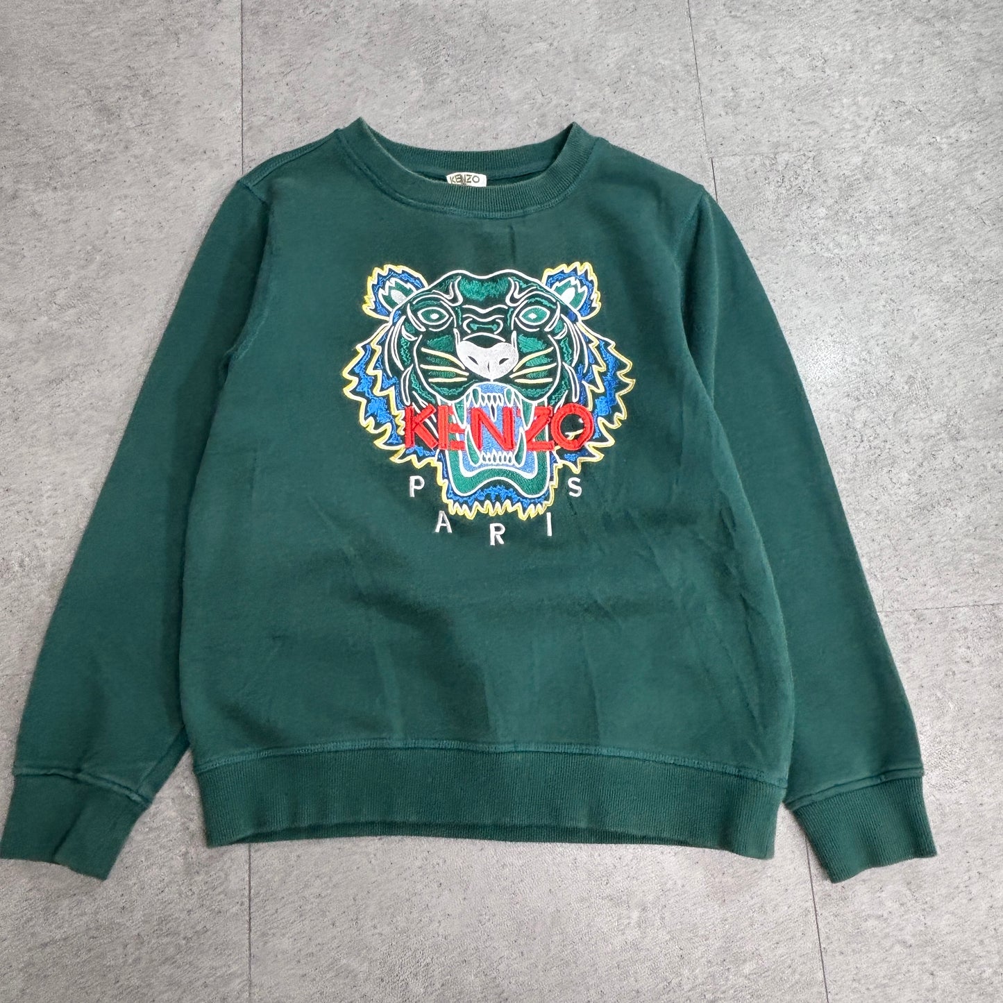 KENZO KIDS タイガー刺繍 スウェット 14A グリーン キッズ ケンゾー トレーナー タイガーヘッド Paris/3-33