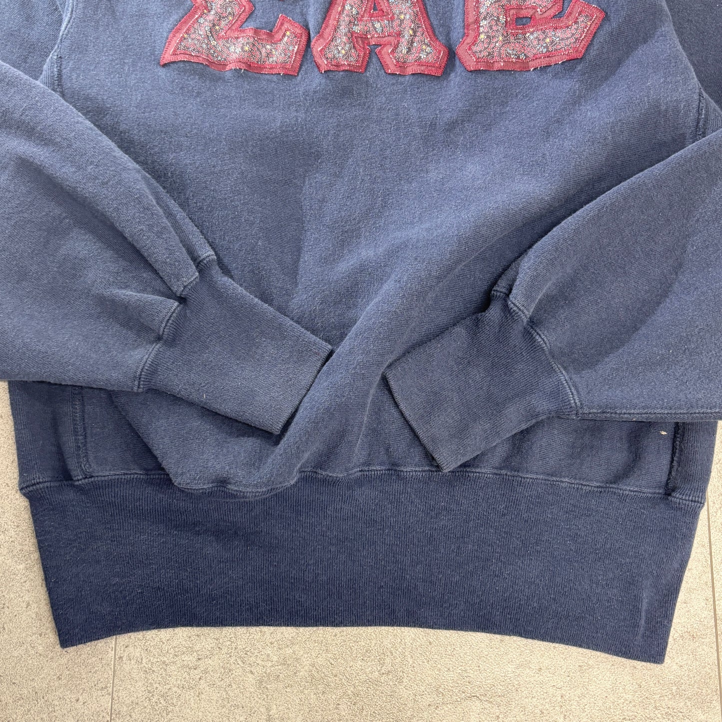 【USA製 90s ヴィンテージ】Champion Reverse Weave スウェット ネイビー Lサイズ ギリシャ文字 ΣΑΕ 刺繍 カレッジデザイン