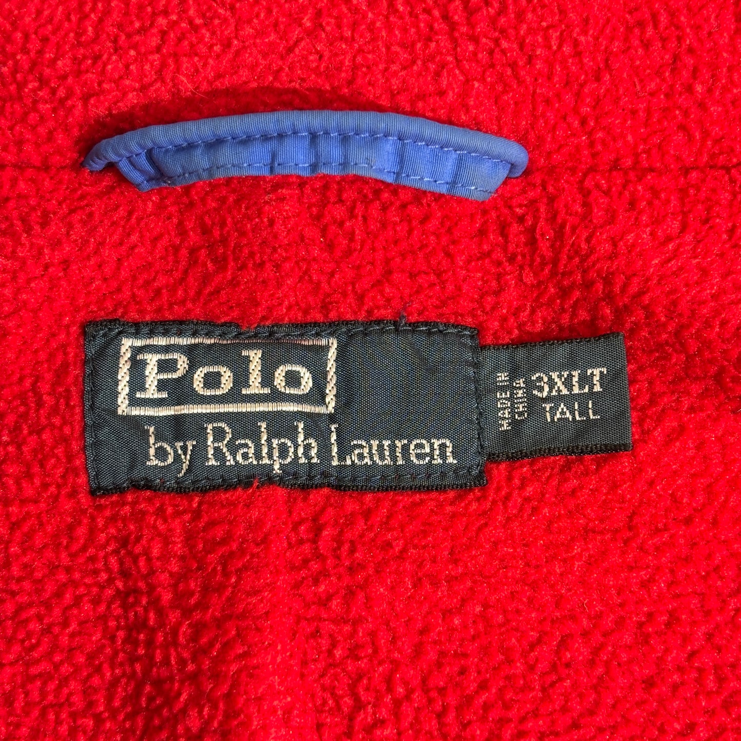 Polo by Ralph Lauren フリースライナー ナイロンジャケット ブルー×レッド TALONジップ 90s 3XLT TALL