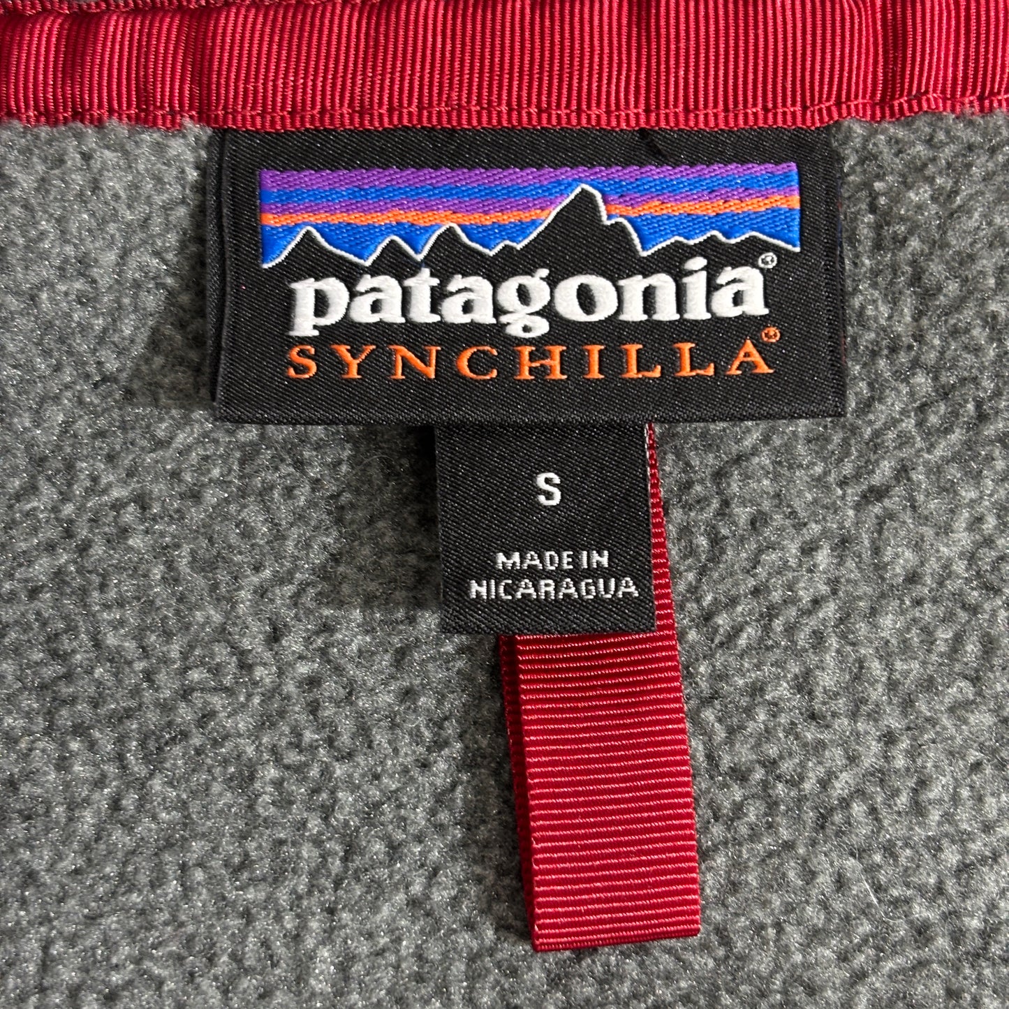 Patagonia SYNCHILLA スナップT フリース プルオーバー グレー×ネイビー Sサイズ 90s復刻風 ニカラグア製