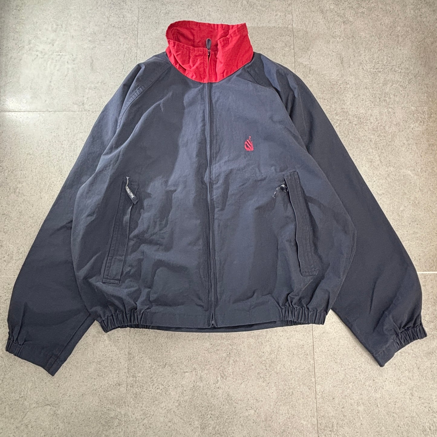 NAUTICA ビッグフラッグ 背面ワッペン セーリングジャケット L ネイビー×レッド 90s～00s フィリピン製 メッシュライナー