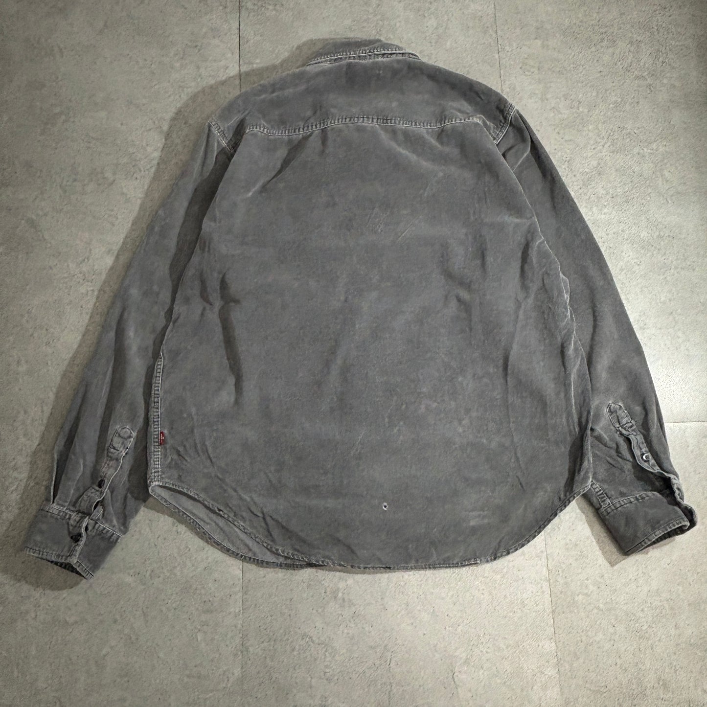Levi’s / Levi Strauss & Co. “Quality Shirts” 90s〜00s 起毛コットン(細畝コーデュロイ調) 長袖シャツ グレー L メンズ ヴィンテージフェード 1ポケット インドネシア製