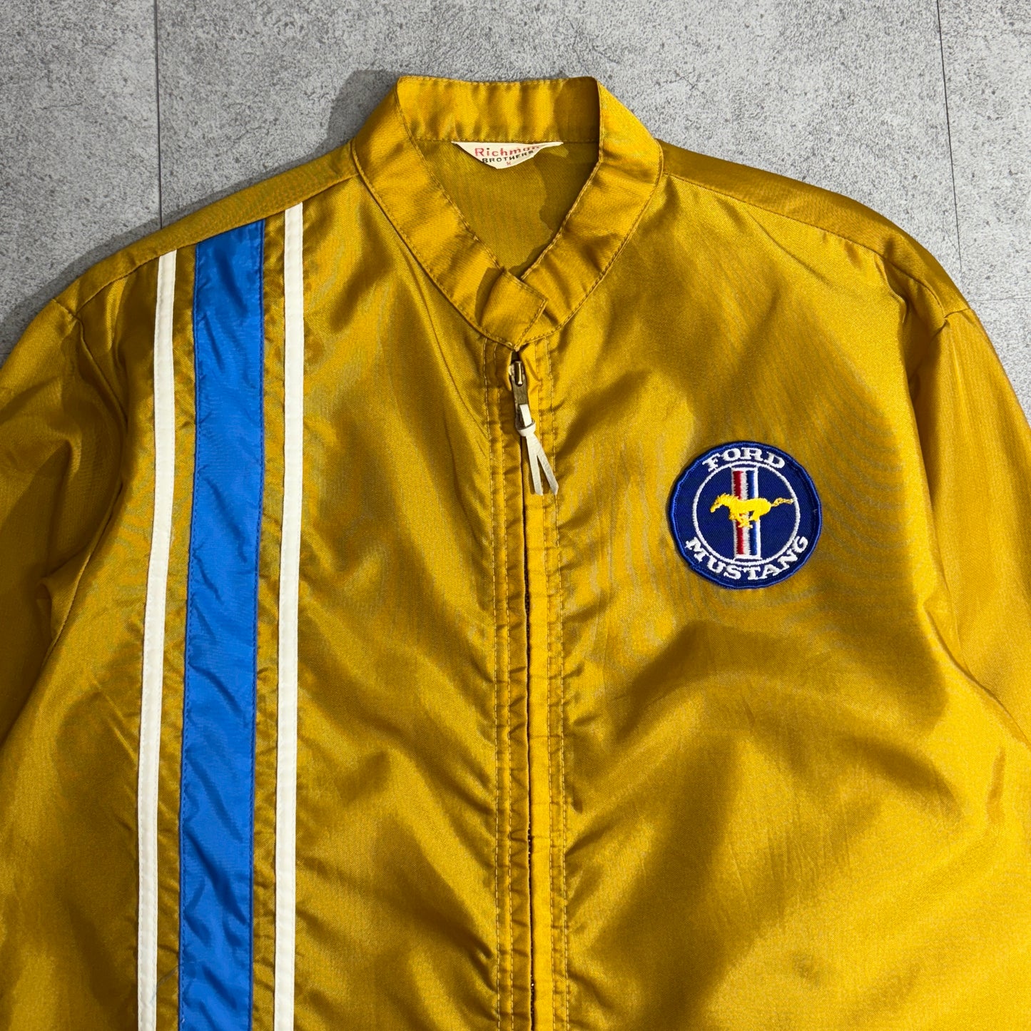 Richman Brothers Ford Mustang 刺繍ワッペン ナイロンレーシングジャケット 60s〜70s TALONジップ USA製