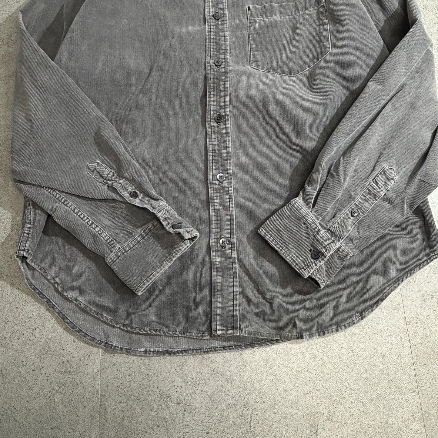 Levi’s / Levi Strauss & Co. “Quality Shirts” 90s〜00s 起毛コットン(細畝コーデュロイ調) 長袖シャツ グレー L メンズ ヴィンテージフェード 1ポケット インドネシア製