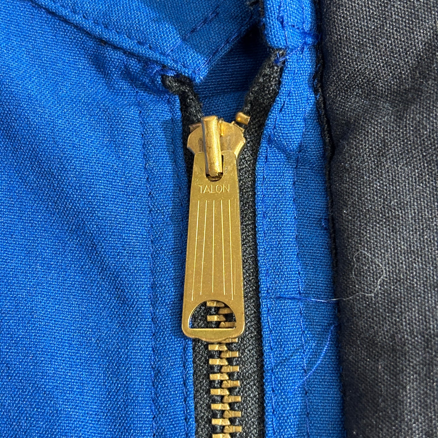 Workrite USA製 Mobil 刺繍ワッペン付き ワークジャケット ブルー×ブラック TALONジップ 90s