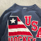 【USA製 80s～90s Champion】リバースウィーブスウェット “USA HOCKEY” 刺繍ロゴ ネイビー XL