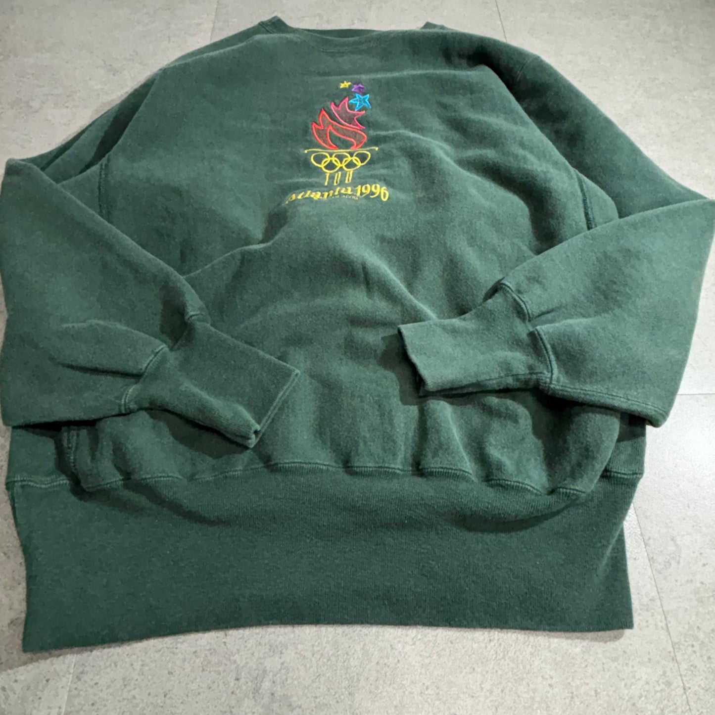 【Champion】USA製 Reverse Weave “Atlanta 1996 Olympic Games” オリンピック刺繍スウェット グリーン XL チャンピオン リバースウィーブ アメリカ製 90s 古着