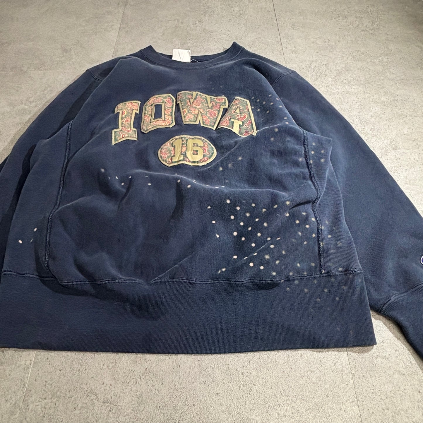 【Champion】トリコタグ USA製 Reverse Weave “IOWA” カレッジスウェット ネイビー LARGE 90s チャンピオン リバースウィーブ アイオワ大学 古着