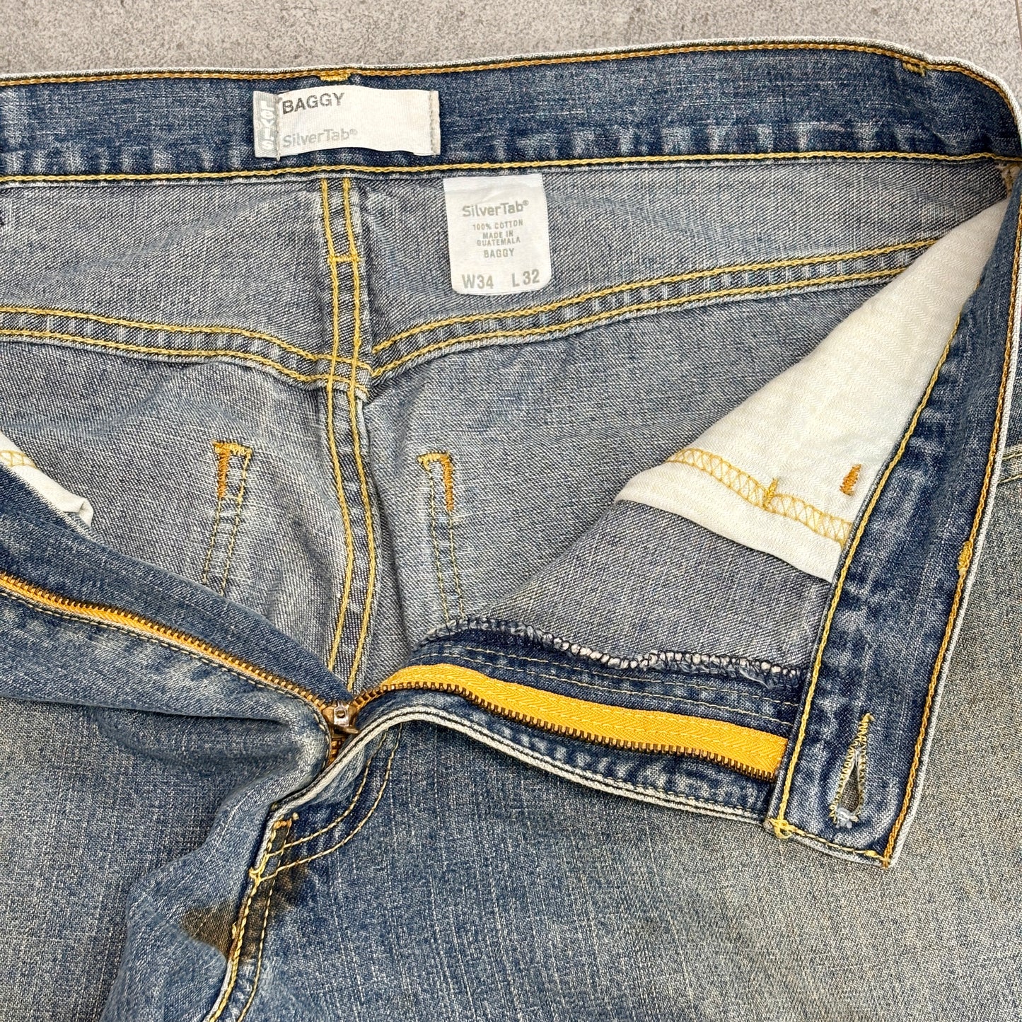 Levi’s SilverTab BAGGY デニム W34 L32 メキシコ製 100%コットン ワイド バギー 90s〜Y2K フェード 古着
