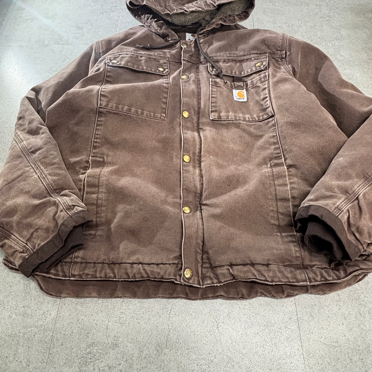 Carhartt/カーハート XL｜ダックキャンバス フーデッド ワークジャケット ブラウン｜ボア(シェルパ)ライニング｜ワーク/アメカジ