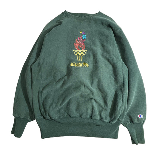 【Champion】USA製 Reverse Weave “Atlanta 1996 Olympic Games” オリンピック刺繍スウェット グリーン XL チャンピオン リバースウィーブ アメリカ製 90s 古着