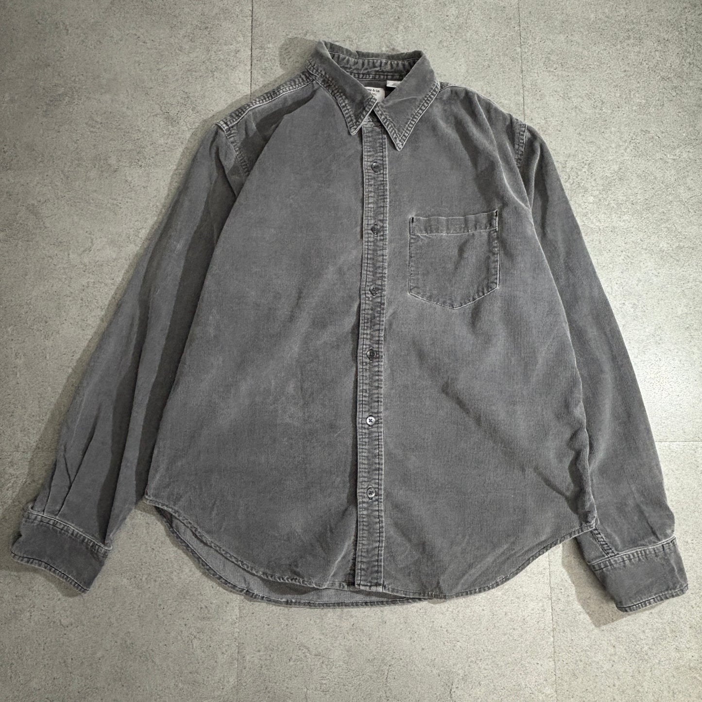 Levi’s / Levi Strauss & Co. “Quality Shirts” 90s〜00s 起毛コットン(細畝コーデュロイ調) 長袖シャツ グレー L メンズ ヴィンテージフェード 1ポケット インドネシア製