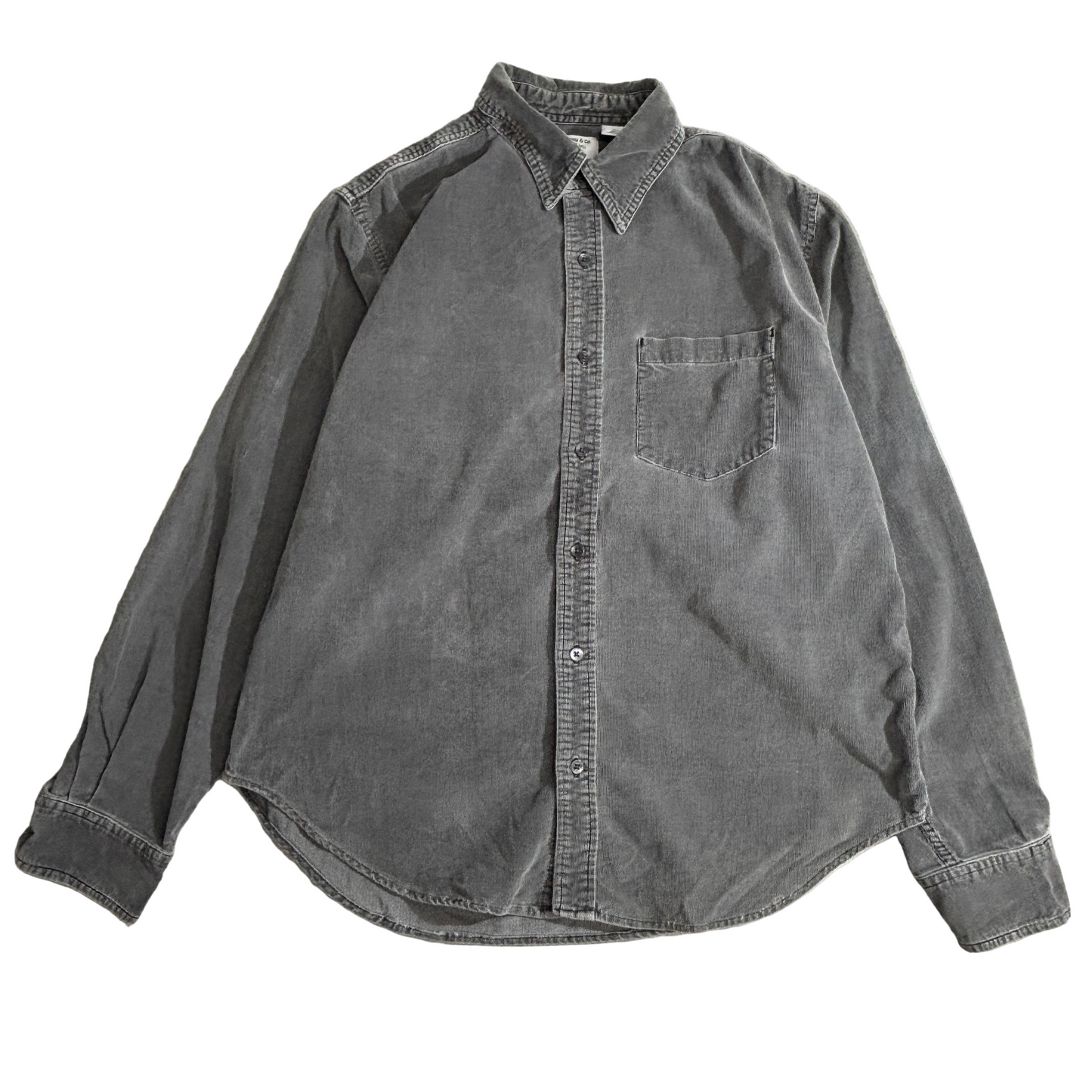Levi’s / Levi Strauss & Co. “Quality Shirts” 90s〜00s 起毛コットン(細畝コーデュロイ調) 長袖シャツ グレー L メンズ ヴィンテージフェード 1ポケット インドネシア製