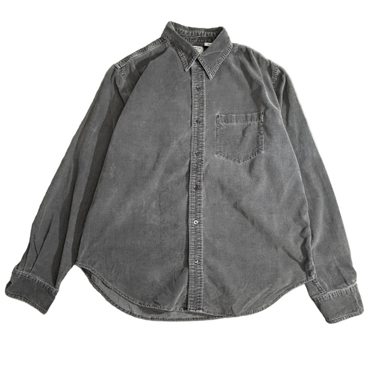 Levi’s / Levi Strauss & Co. “Quality Shirts” 90s〜00s 起毛コットン(細畝コーデュロイ調) 長袖シャツ グレー L メンズ ヴィンテージフェード 1ポケット インドネシア製