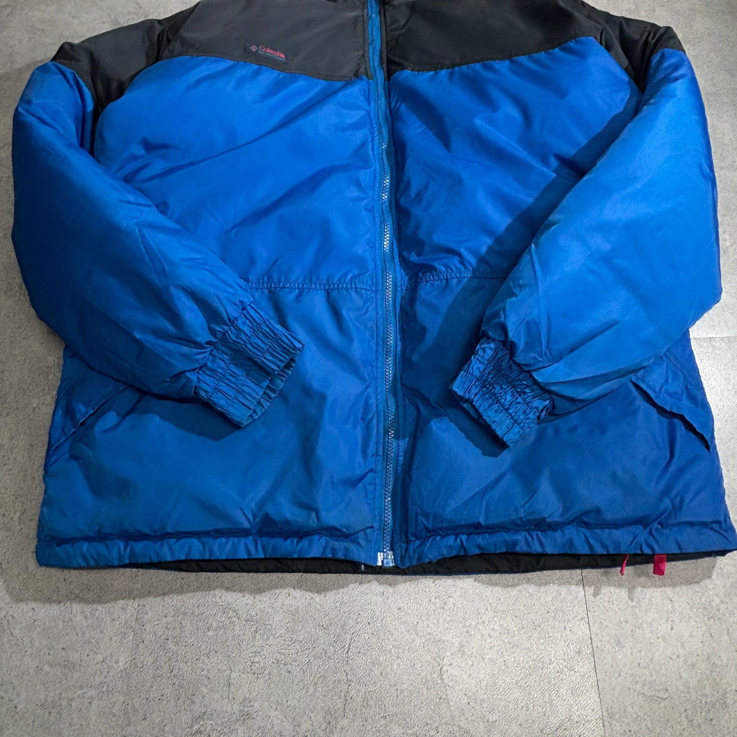 Columbia リバーシブル ダウンジャケット L 青×黒 90s–00s オールド コロンビア ナイロン 中綿ダウン パファー ブルゾン メンズ