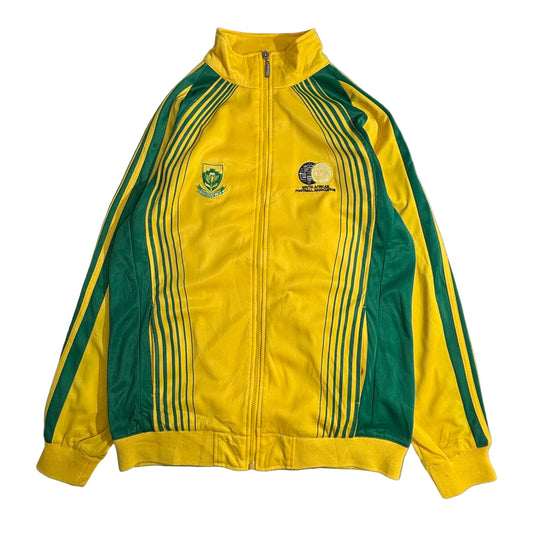 【adidas】南アフリカ代表 トラックジャケット イエロー×グリーン XLサイズ サッカー アディダス ジャージ 古着