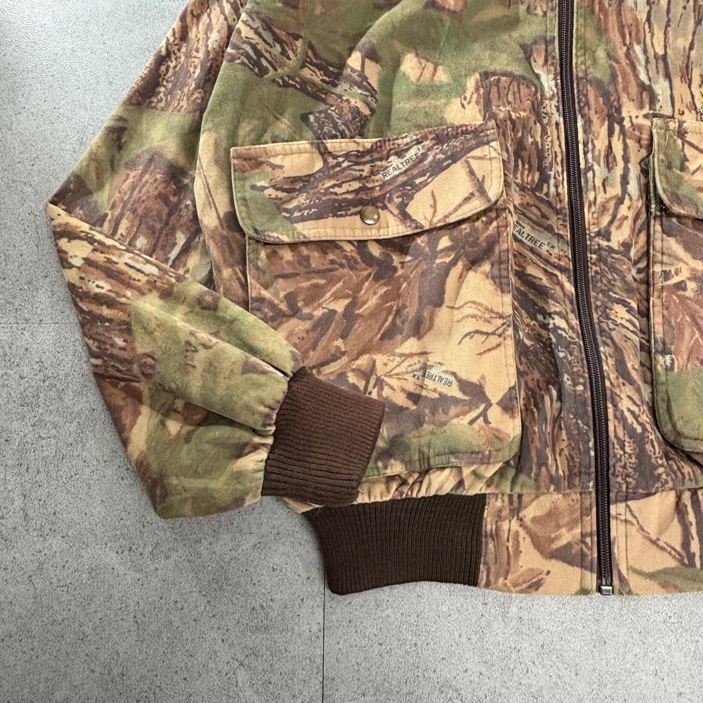 90s〜00s Cabela’s カベラス 加工ツリーカモ ハンティング ボンバージャケット L/REG カナダ製 リブ付きジップブルゾン OUTDOOR GEAR 迷彩 アウトドア