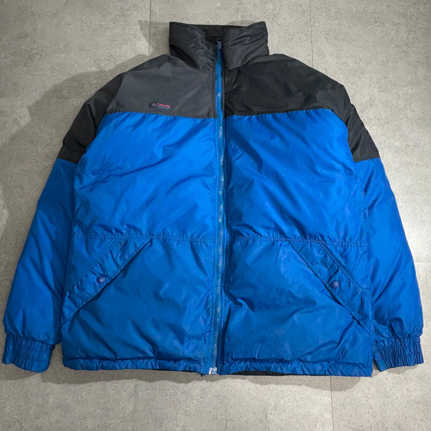 Columbia リバーシブル ダウンジャケット L 青×黒 90s–00s オールド コロンビア ナイロン 中綿ダウン パファー ブルゾン メンズ