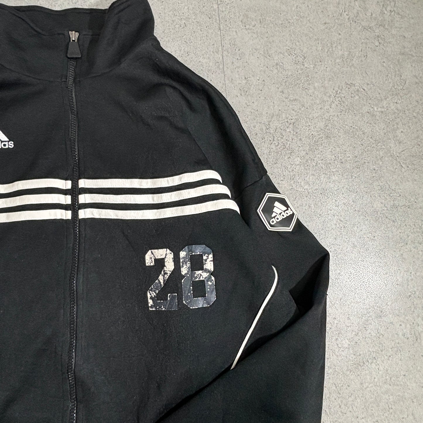 【90s adidas】トラックジャケット ブラック×ホワイト Lサイズ 3ライン スポーツジャージ アディダス オールドスクール 古着