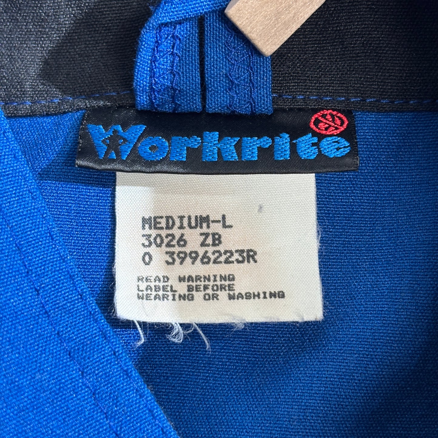 Workrite USA製 Mobil 刺繍ワッペン付き ワークジャケット ブルー×ブラック TALONジップ 90s