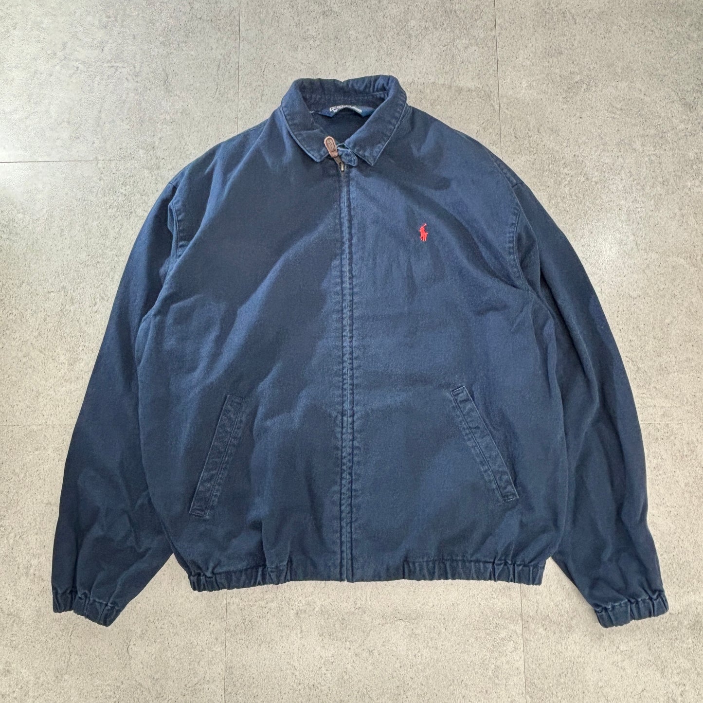 【Polo by Ralph Lauren】タイ製 スウィングトップ ハリントンジャケット ネイビー Lサイズ