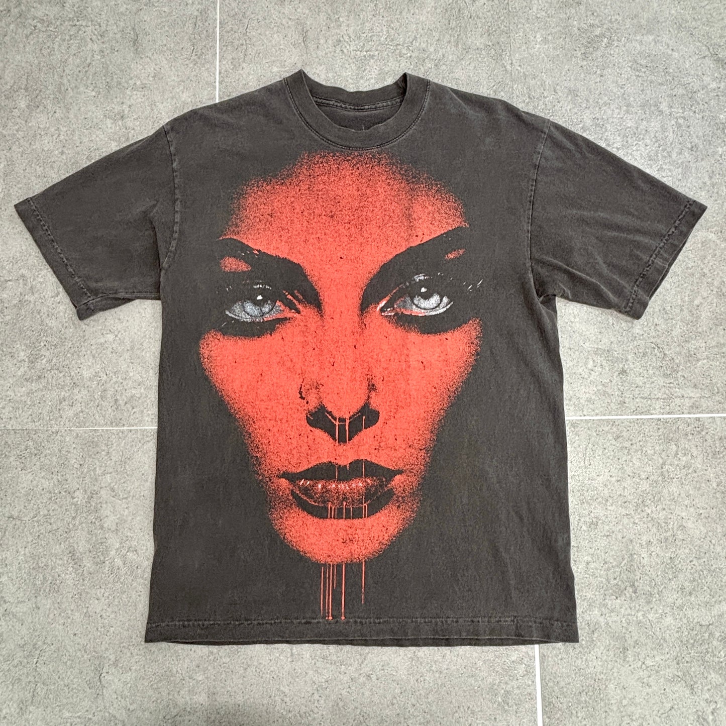 Art Brotherz グラフィックTシャツ フェイスデザイン 炭クロ ブラック Mサイズ ヴィンテージ風