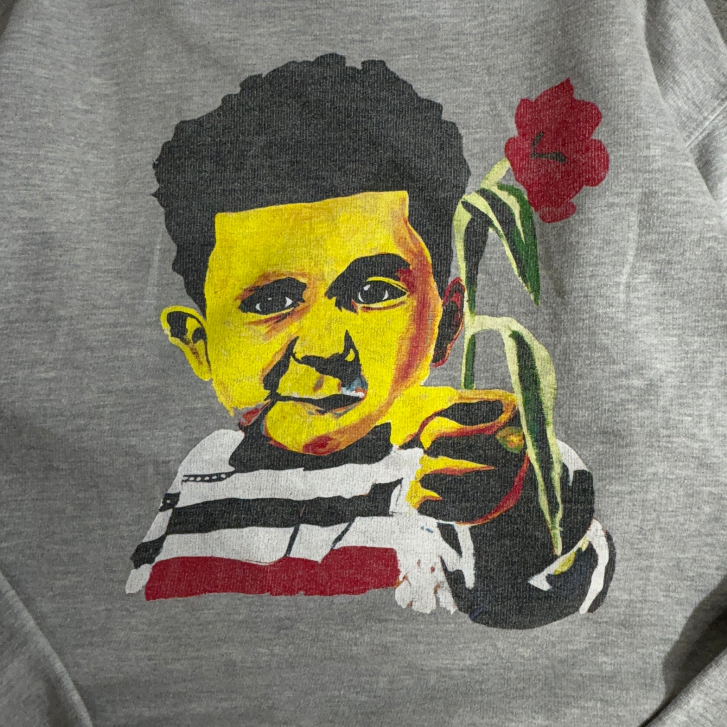 【アートプリント】Boy with Flower スウェットトレーナー グレー Cotton Heritage ボディ XL ストリート アート