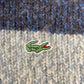 90s LACOSTE ウール ボーダー クルーネックニット／ネイビー×グレー×オフホワイト／ワニロゴ