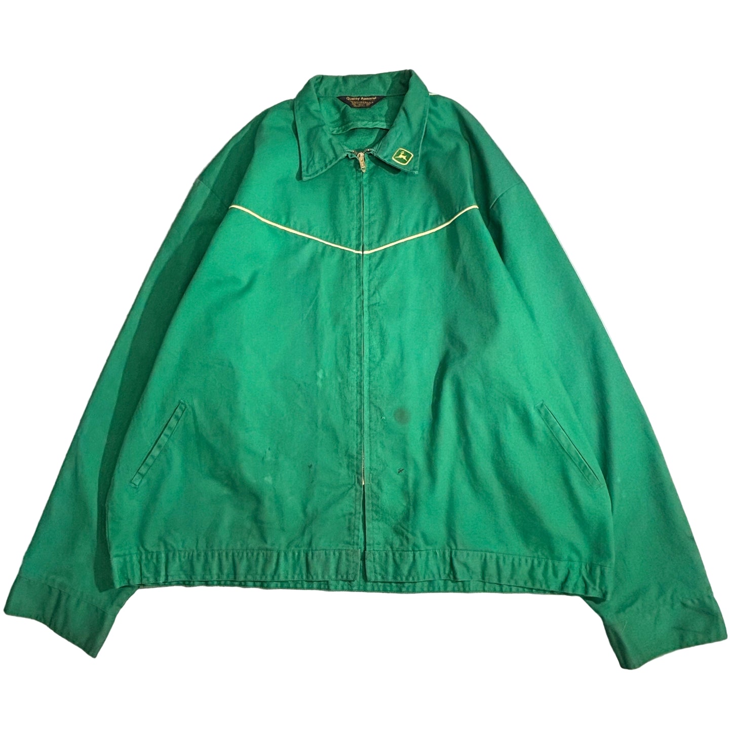 PROTEXALL × John Deere 企業ロゴ 刺繍 ワークジャケット 70s〜80s USA製 TALONジップ IOWA IMPLEMENT INC. グリーン