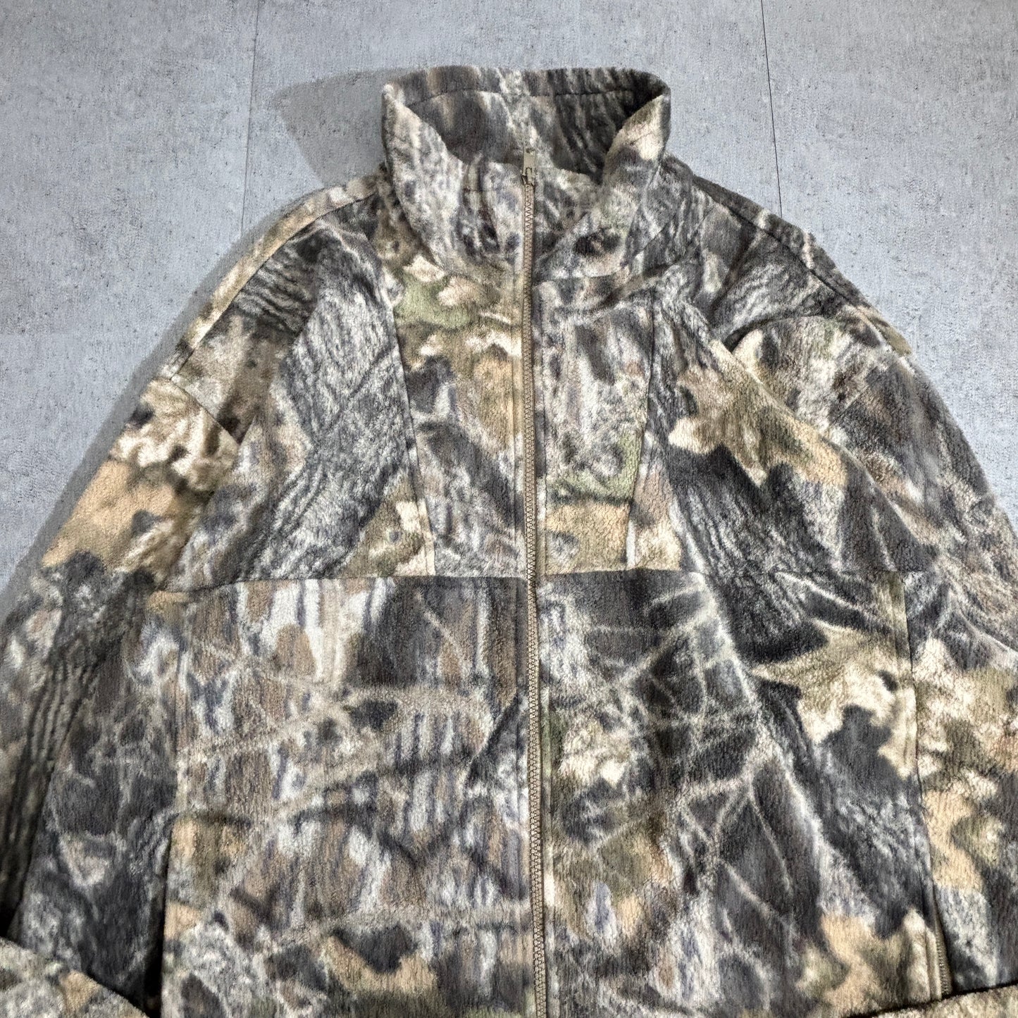 Columbia 迷彩フリース ジャケット XL メンズ｜フルジップ/ハイネック/ドローコード裾｜ハンティングカモ(RealTree系)