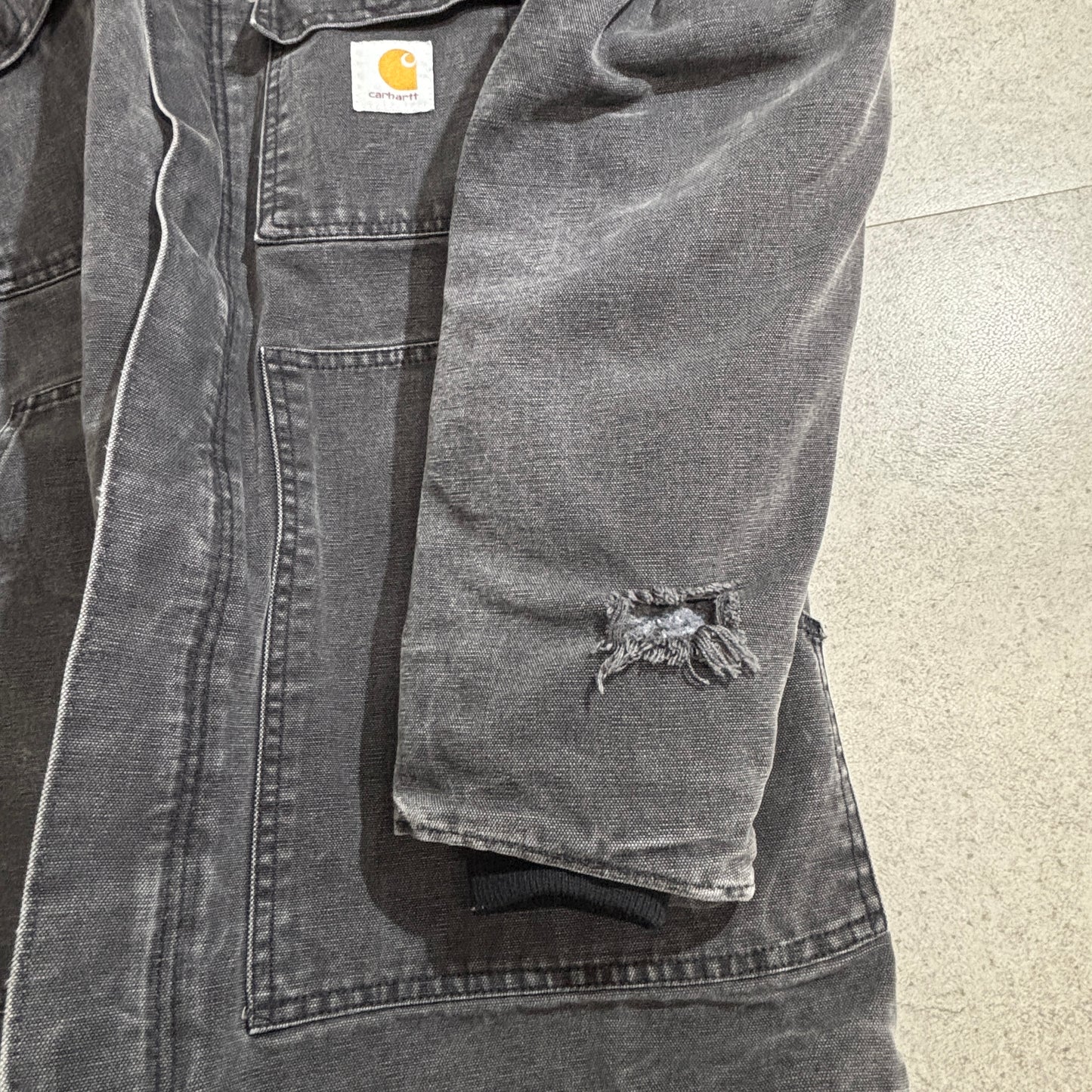 Carhartt ダックカバーオールジャケット ブラック ワーク刺繍 BP Amoco × Nabors Drilling USA 裏地ブランケット 90s