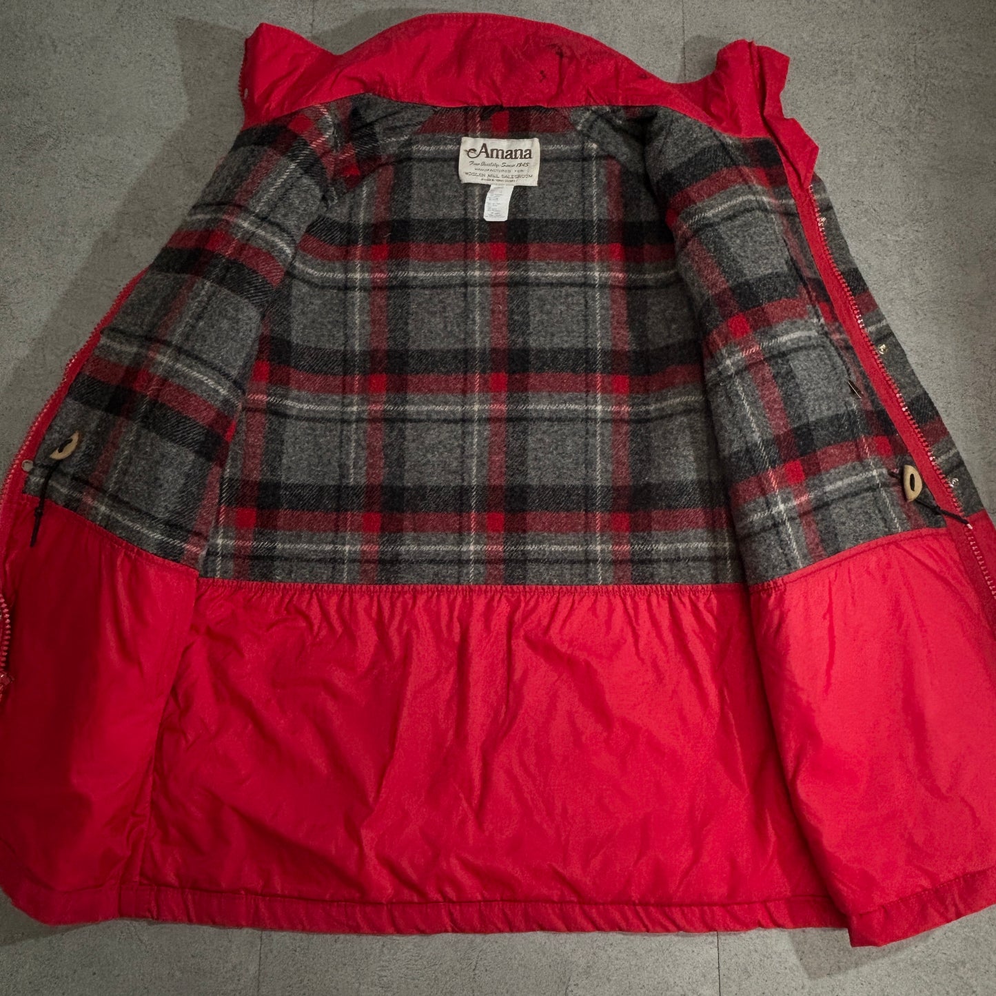 Amana × Woolrich USA製 マウンテンパーカ／フィールドジャケット レッド L｜80s-90s ダブルネーム期／ウールライニング仕様で