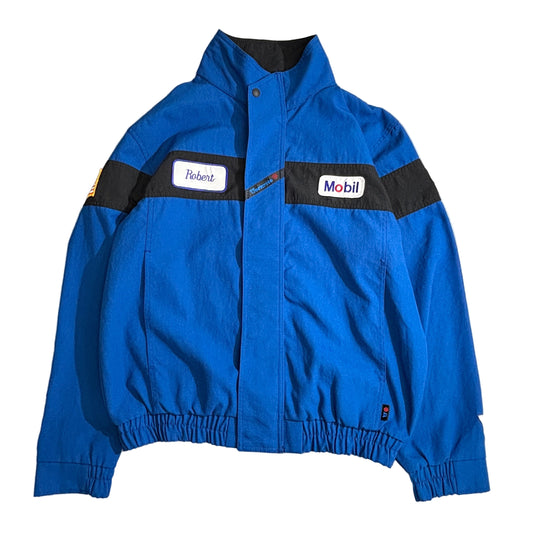 Workrite USA製 Mobil 刺繍ワッペン付き ワークジャケット ブルー×ブラック TALONジップ 90s
