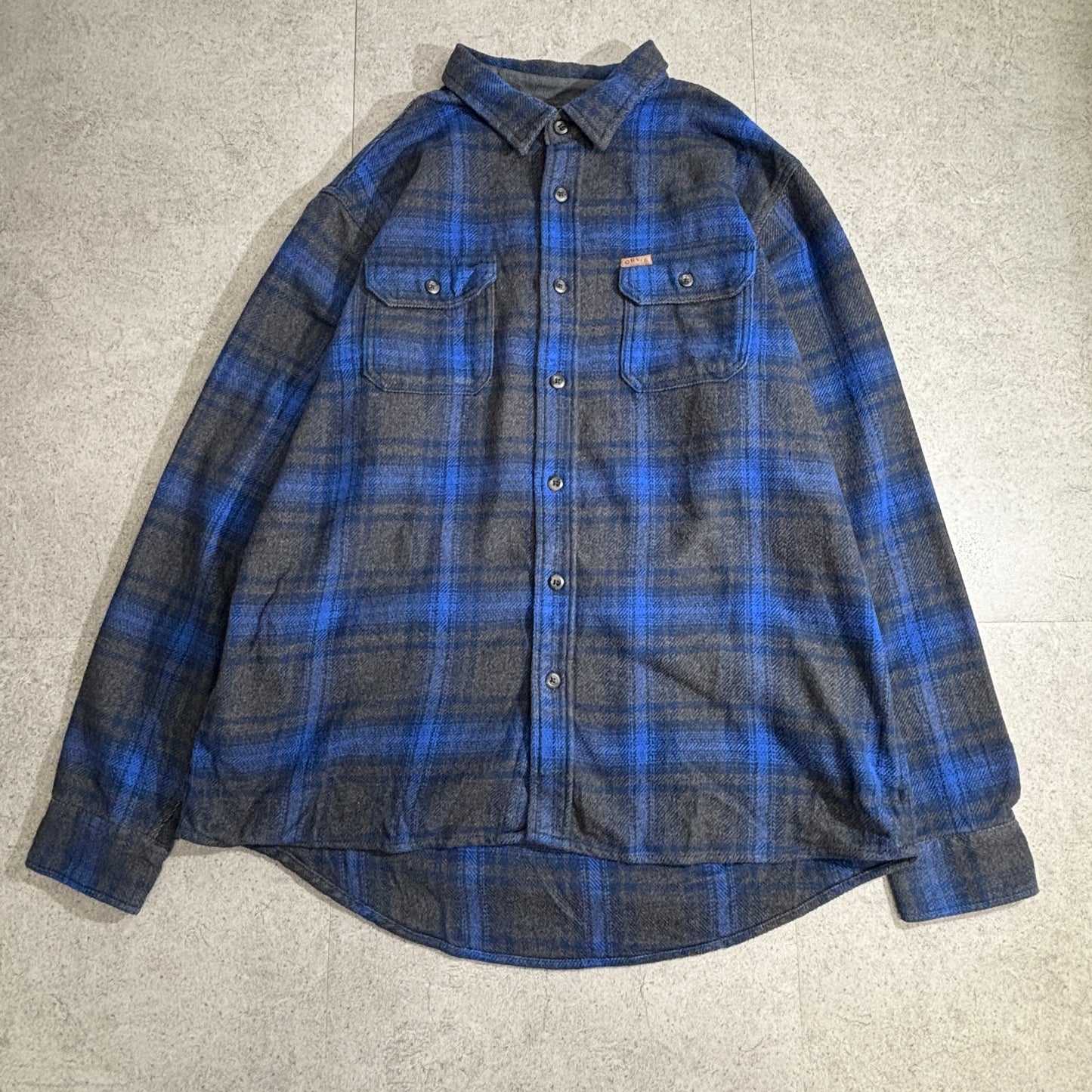 【ORVIS】フリースライナー チェックシャツジャケット ネイビー×グレー XLサイズ ヘビーフランネル ワークスタイル オービス