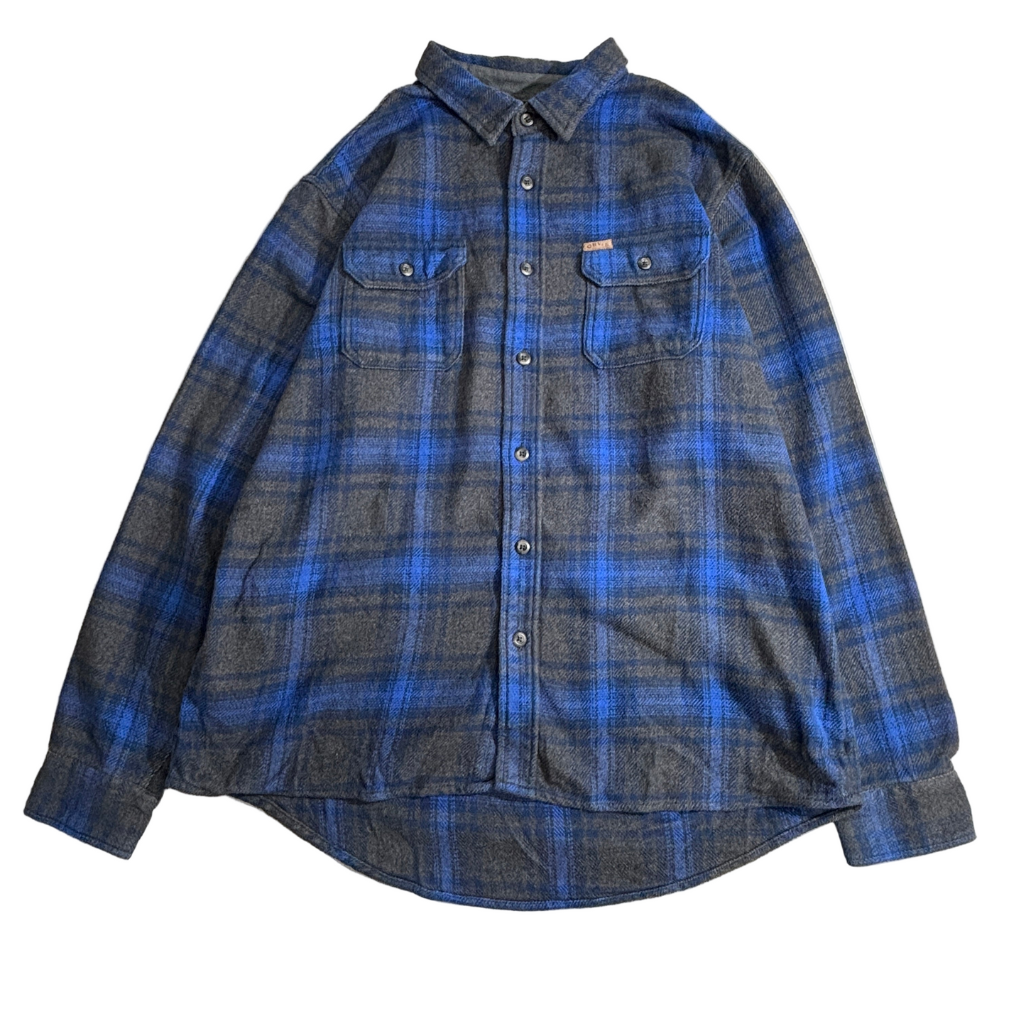 【ORVIS】フリースライナー チェックシャツジャケット ネイビー×グレー XLサイズ ヘビーフランネル ワークスタイル オービス