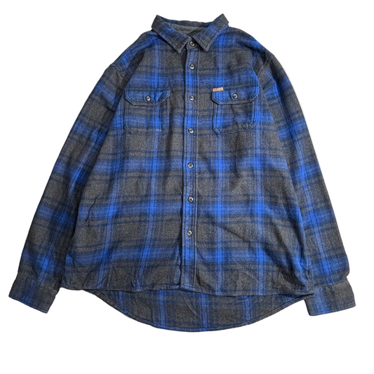 【ORVIS】フリースライナー チェックシャツジャケット ネイビー×グレー XLサイズ ヘビーフランネル ワークスタイル オービス