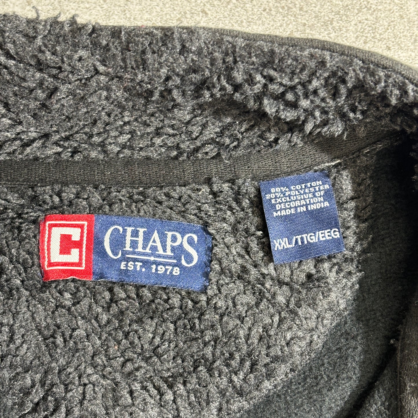 CHAPS コットンキャンバス シェルパフリースジャケット ブラック XXL ラルフローレン系 ワークブルゾン