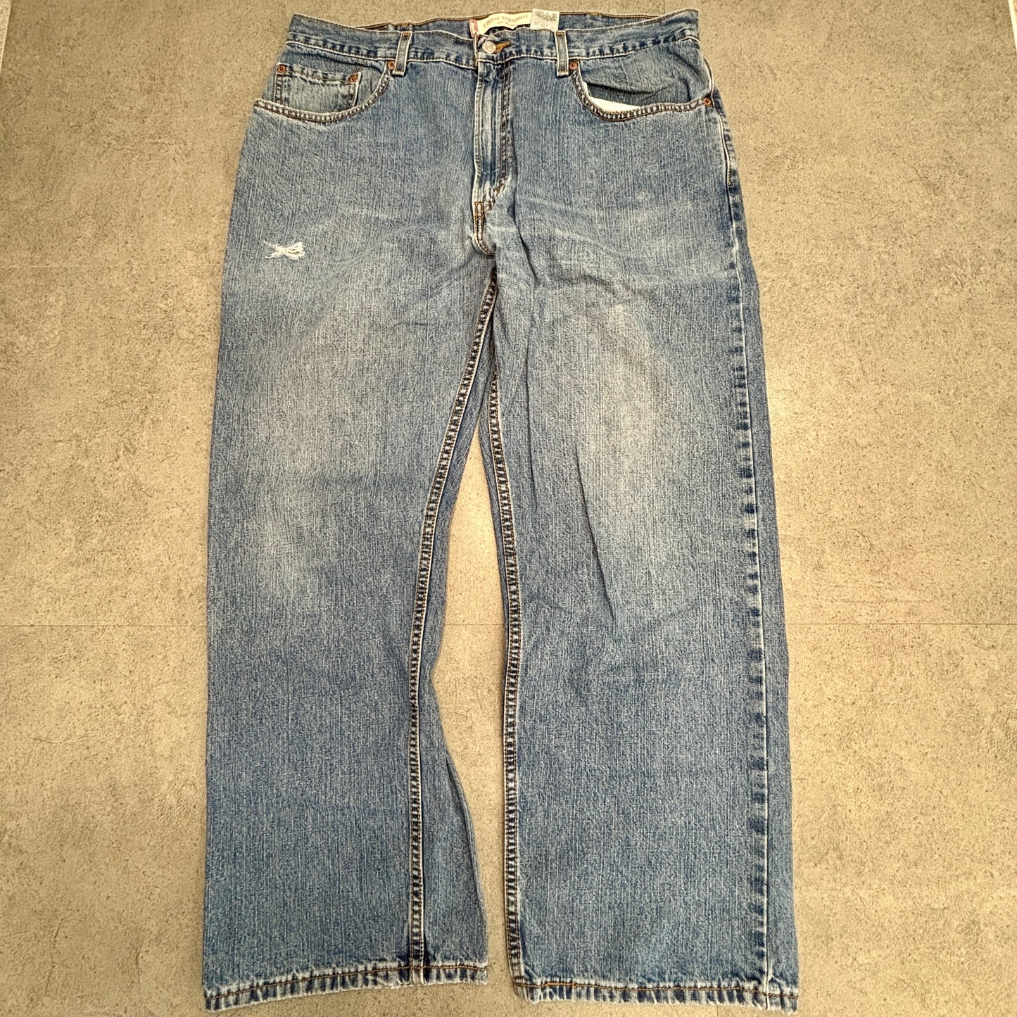 Levi’s 569® Loose Straight デニム W38 L30 ライトインディゴ レッドタブ 色落ち/裾スレ/小リペア 00s ジップフライ