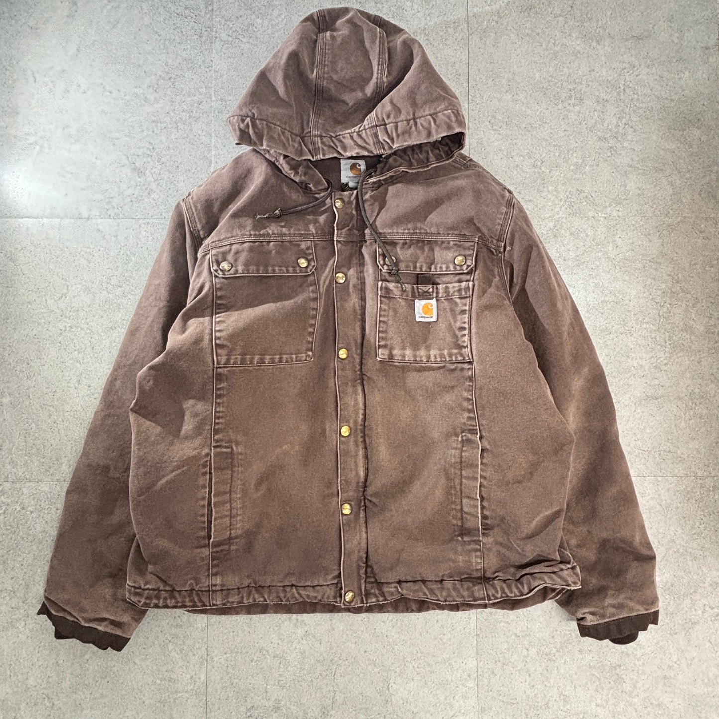 Carhartt/カーハート XL｜ダックキャンバス フーデッド ワークジャケット ブラウン｜ボア(シェルパ)ライニング｜ワーク/アメカジ