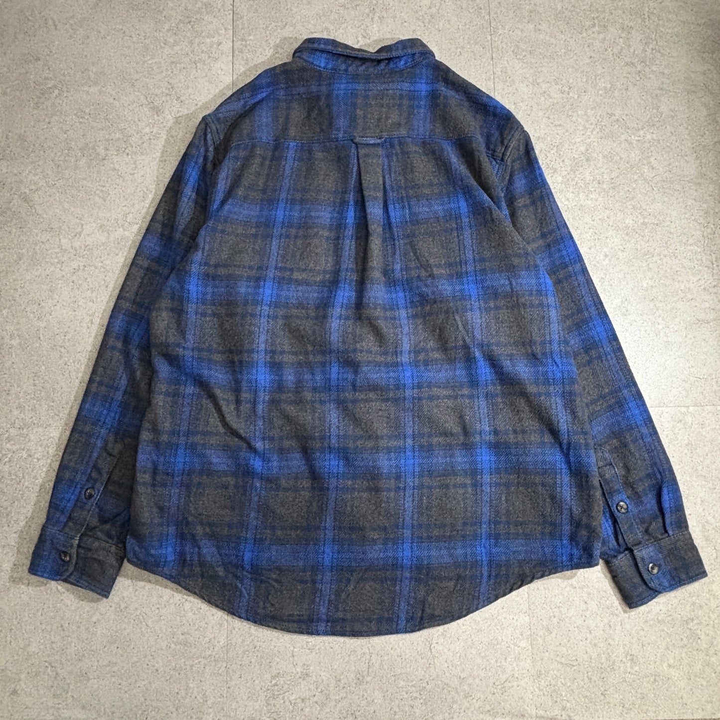 【ORVIS】フリースライナー チェックシャツジャケット ネイビー×グレー XLサイズ ヘビーフランネル ワークスタイル オービス