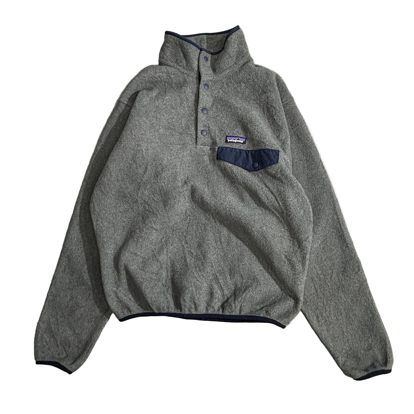 Patagonia SYNCHILLA スナップT フリース プルオーバー グレー×ネイビー Sサイズ 90s復刻風 ニカラグア製