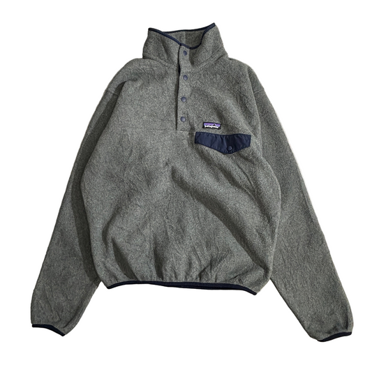 Patagonia SYNCHILLA スナップT フリース プルオーバー グレー×ネイビー Sサイズ 90s復刻風 ニカラグア製