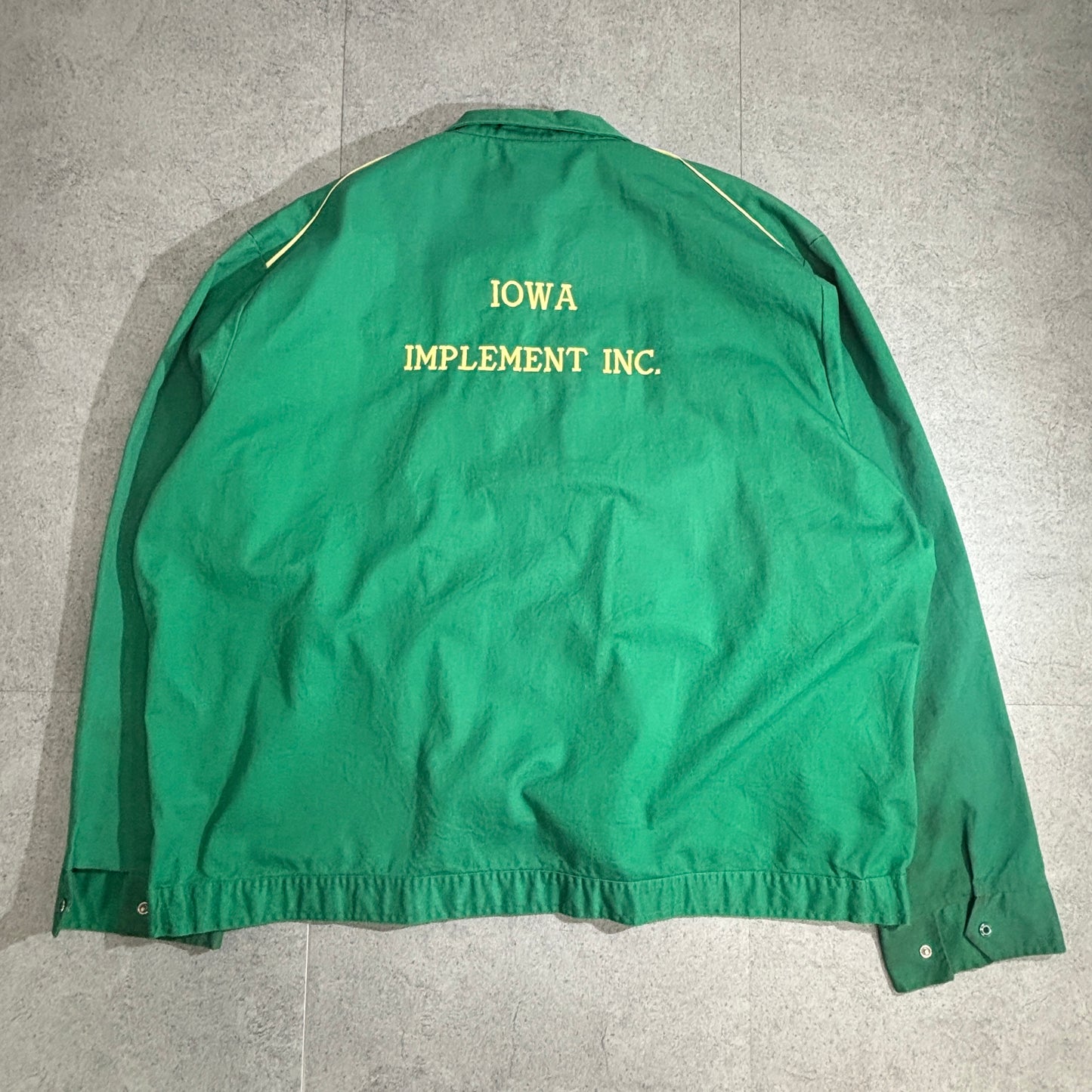 PROTEXALL × John Deere 企業ロゴ 刺繍 ワークジャケット 70s〜80s USA製 TALONジップ IOWA IMPLEMENT INC. グリーン