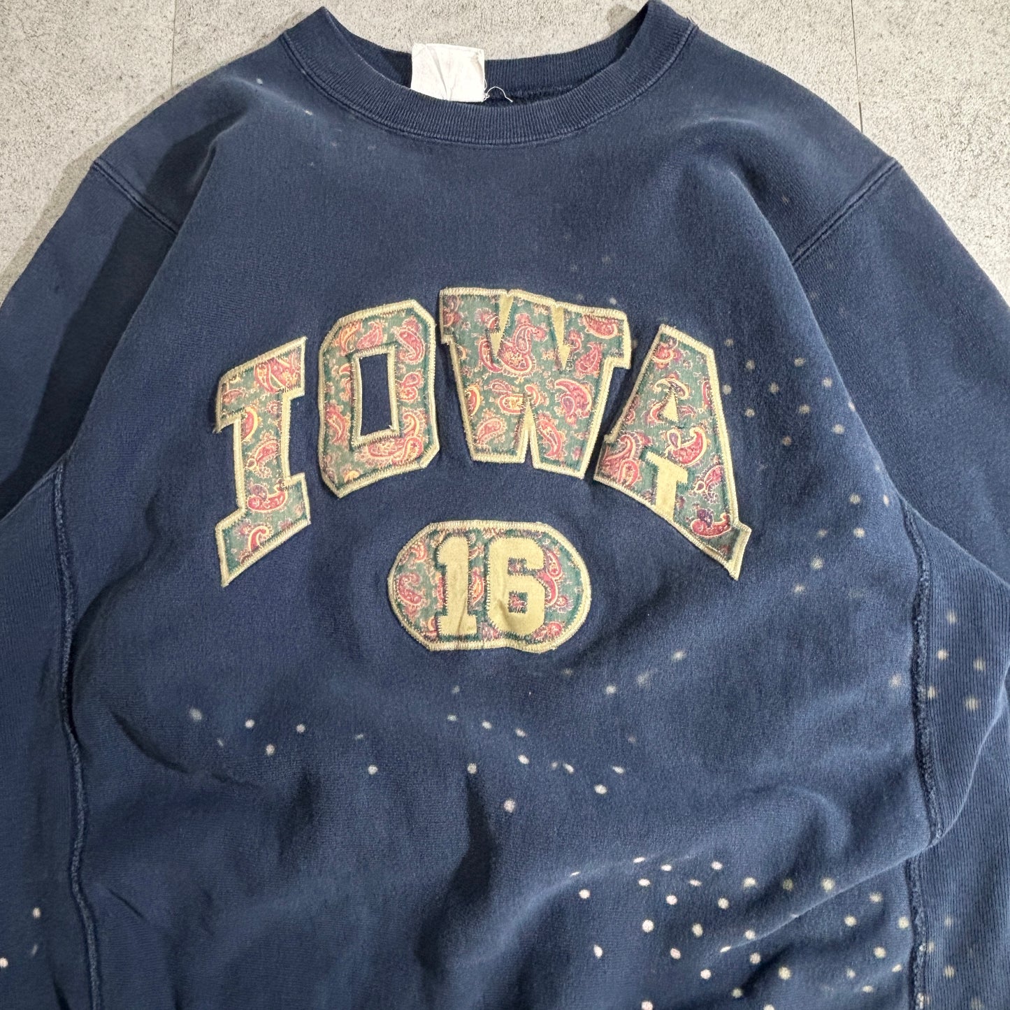 【Champion】トリコタグ USA製 Reverse Weave “IOWA” カレッジスウェット ネイビー LARGE 90s チャンピオン リバースウィーブ アイオワ大学 古着