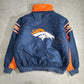 90s PRO PLAYER DENVER BRONCOS ナイロンジャケット ネイビー×オレンジ 刺繍ロゴ NFL公式モデル リバーシブル