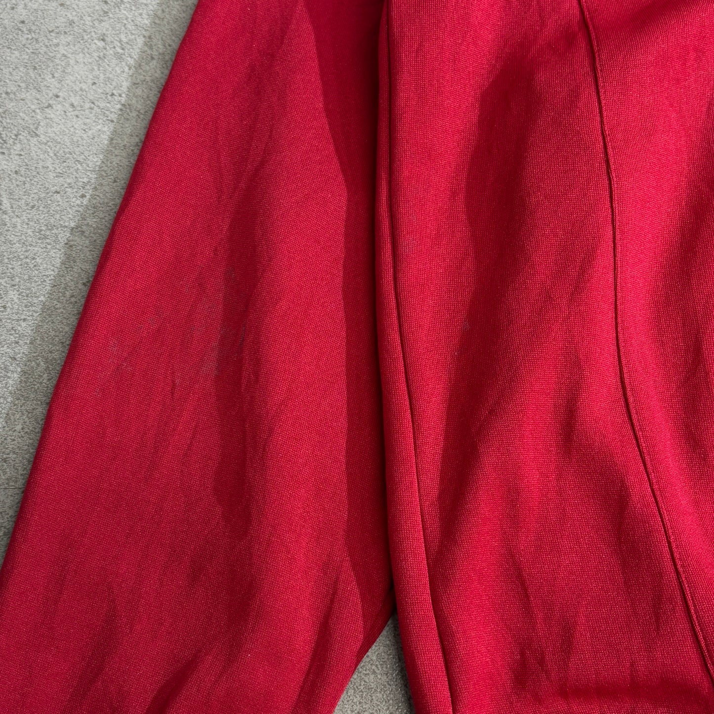 【adidas】Adolf Dassler 刺繍 トラックジャケット レッド×ホワイト Lサイズ カンボジア製 アディダス トラックトップ ジャージ 古着