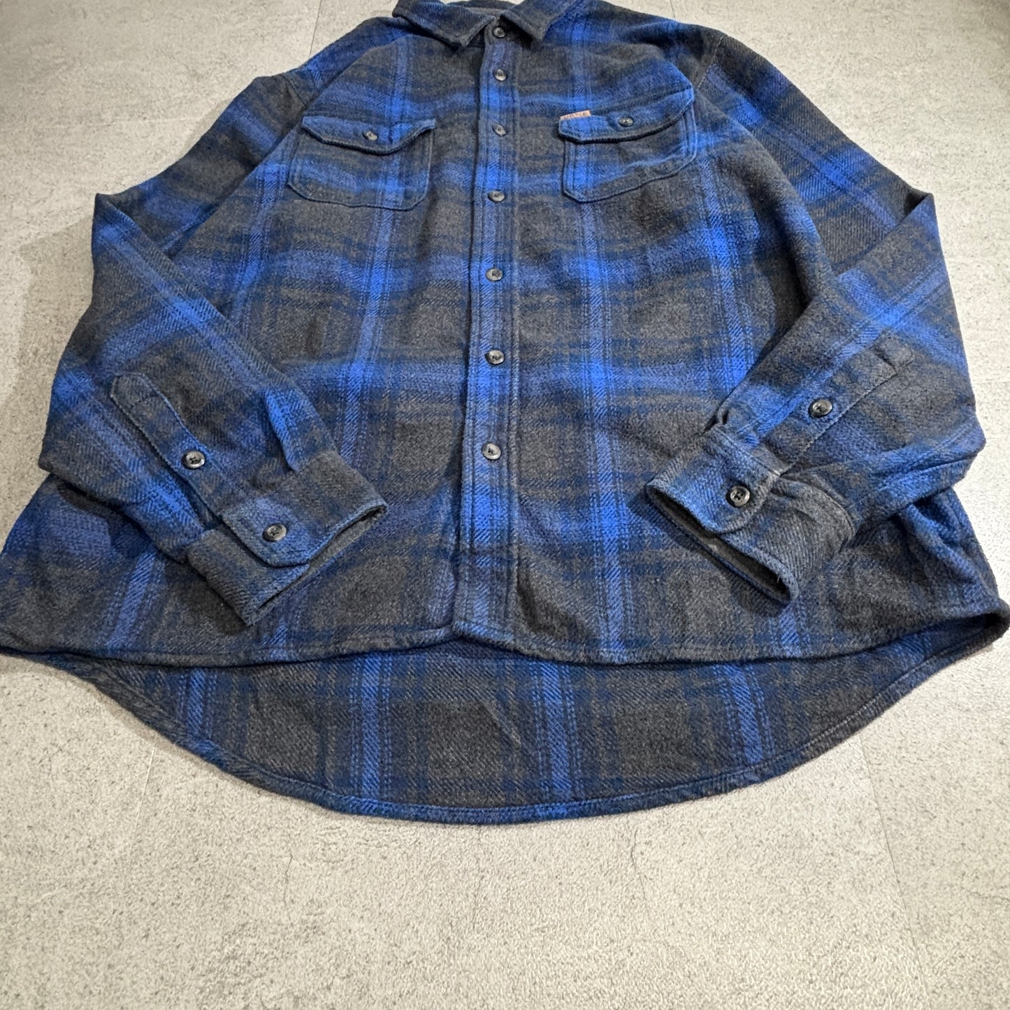 【ORVIS】フリースライナー チェックシャツジャケット ネイビー×グレー XLサイズ ヘビーフランネル ワークスタイル オービス