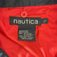NAUTICA 90s ツートーン パッカブルフード セーリングジャケット L 紺×グリーン コットン×マイクロポリ 台湾製 Jクラスロゴ