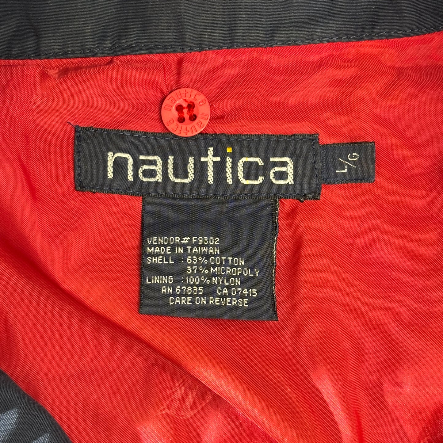 NAUTICA 90s ツートーン パッカブルフード セーリングジャケット L 紺×グリーン コットン×マイクロポリ 台湾製 Jクラスロゴ