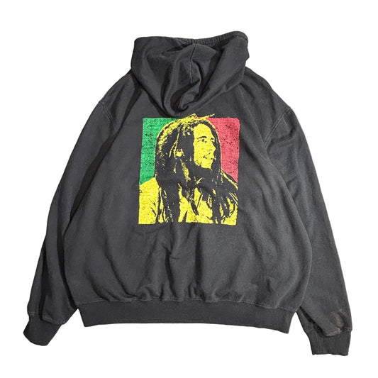 Bob Marley × ZION ROOTSWEAR バックプリント プルオーバーパーカー ブラック XL レゲエ スウェットフーディ